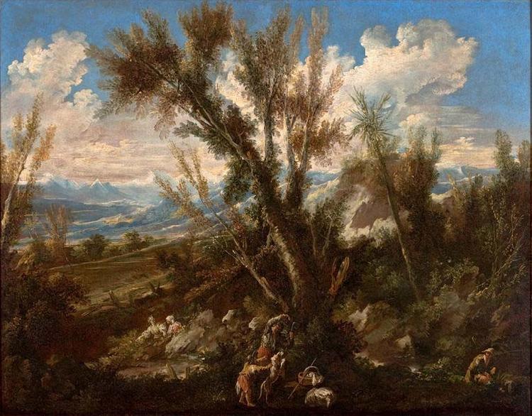 Alessandro Magnasco Landscape with Shepherds Sweden oil painting art